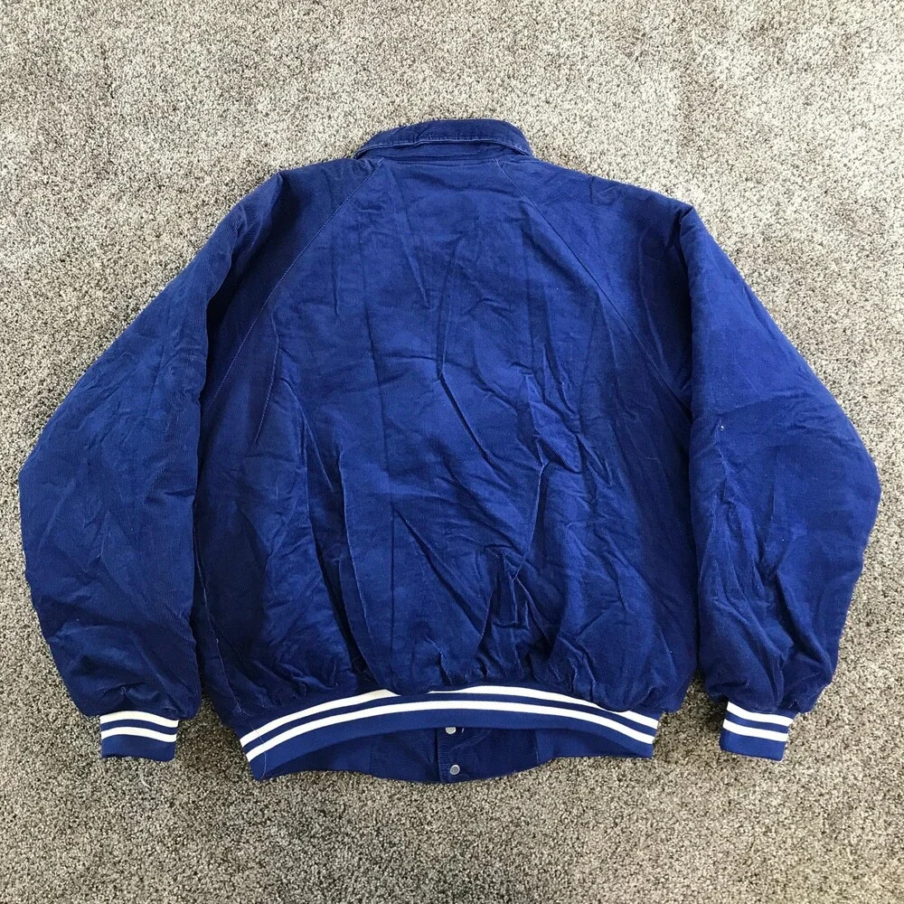 Vintage Hartwell Varsity Jacket Mens XL Royal Blue Corduroy White Striped Snaps
